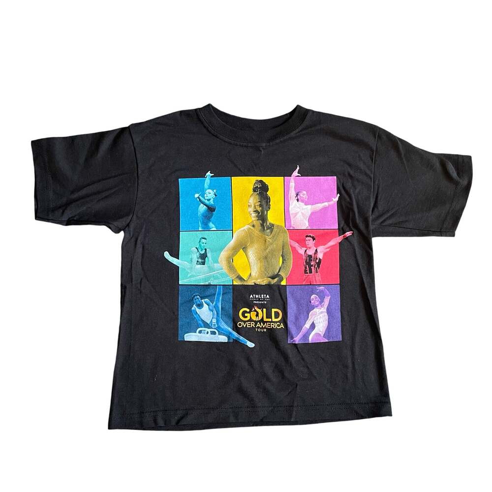ATHLETA Gold Over America Tour Tee Youth XS 2004 Tour Authentic T-Shirt NWOT